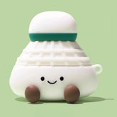 6″ White Silicone AirPods Case - Smiley Face Badminton Shuttlecock